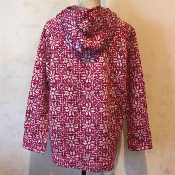 Talbots Raspberry Snowflake Hoodie - Picture 2 of 8